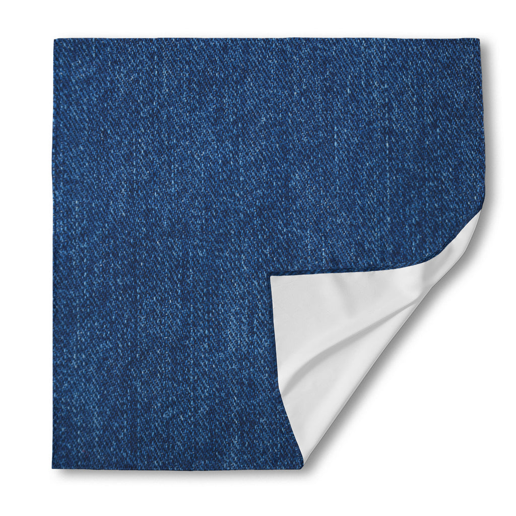 Navy Blue Denim Jeans Print Silk Bandana