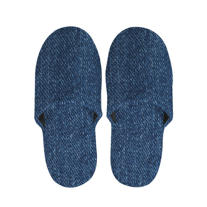 Navy Blue Denim Jeans Print Slippers