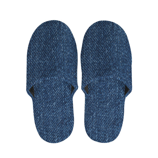 Navy Blue Denim Jeans Print Slippers