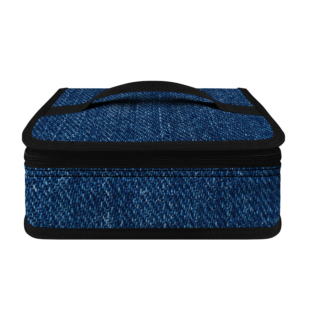 Navy Blue Denim Jeans Print Small Lunch Bag
