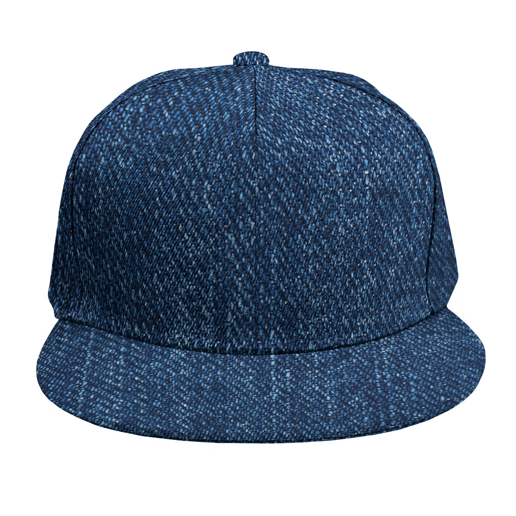 Navy Blue Denim Jeans Print Snapback Cap