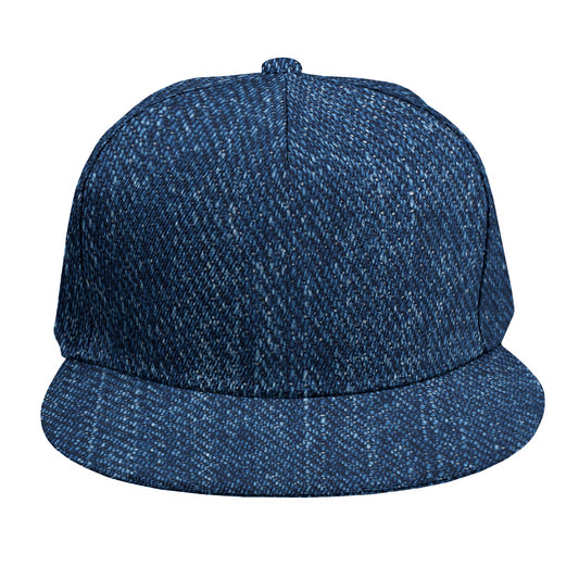 Navy Blue Denim Jeans Print Snapback Cap