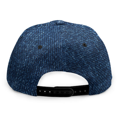 Navy Blue Denim Jeans Print Snapback Cap