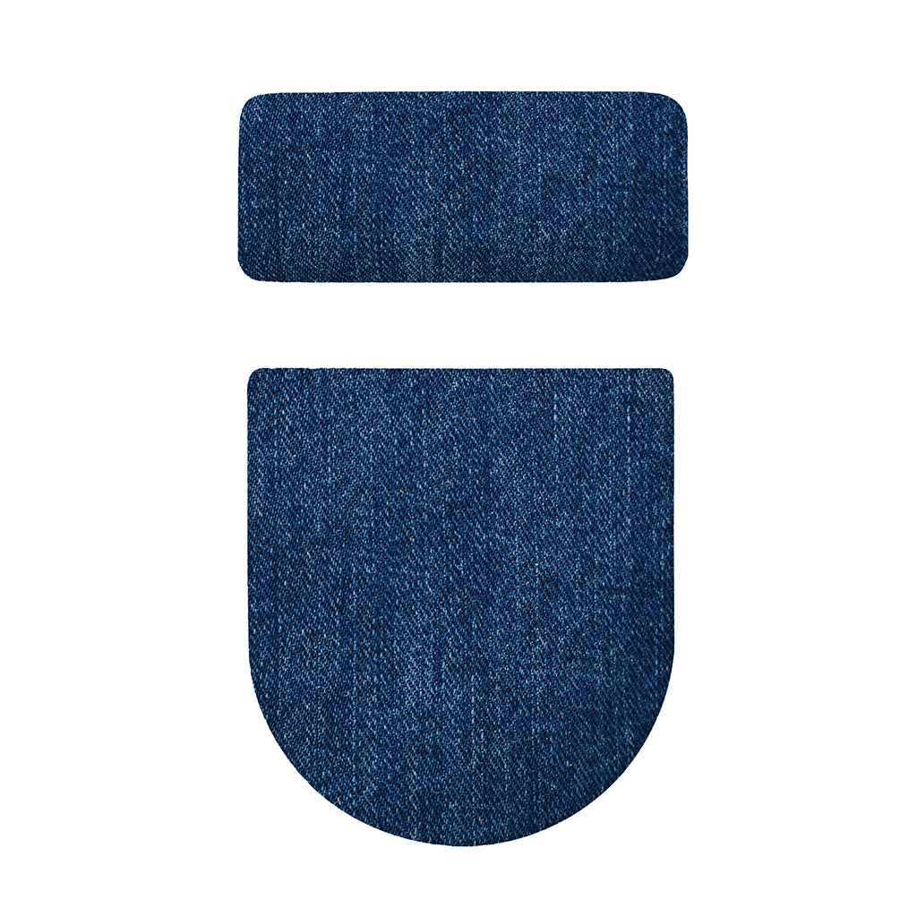 Navy Blue Denim Jeans Print Toilet Lid And Tank Cover Set