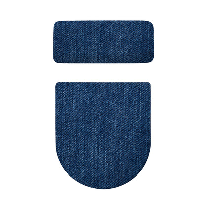 Navy Blue Denim Jeans Print Toilet Lid And Tank Cover Set