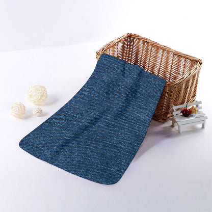 Navy Blue Denim Jeans Print Towel