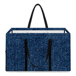 Navy Blue Denim Jeans Print Utility Tote Bag