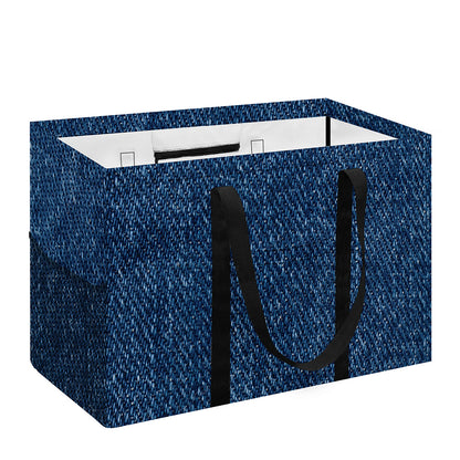 Navy Blue Denim Jeans Print Utility Tote Bag