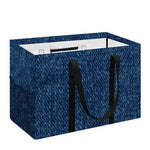 Navy Blue Denim Jeans Print Utility Tote Bag