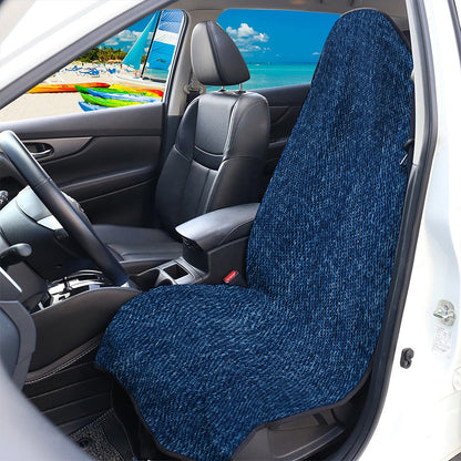 Navy Blue Denim Jeans Print Waterproof Car Seat Cover
