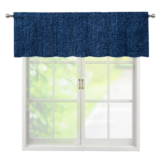Navy Blue Denim Jeans Print Window Valance