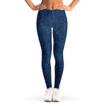 Navy Blue Denim Jeans Print Women's Leggings