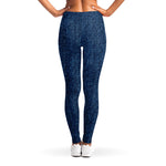 Navy Blue Denim Jeans Print Women's Leggings