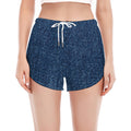 Navy Blue Denim Jeans Print Women's Split Running Shorts
