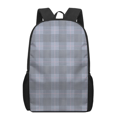 Navy Blue Prince of Wales Check Print 17 Inch Backpack