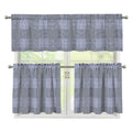 Navy Blue Prince of Wales Check Print 3 Piece Kitchen Curtains
