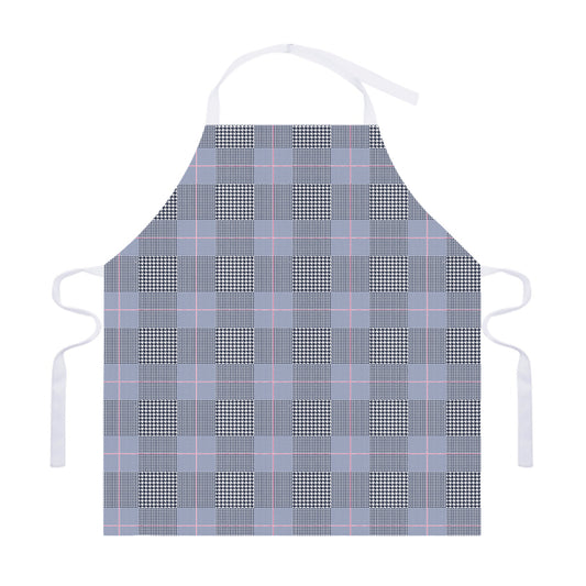 Navy Blue Prince of Wales Check Print Adjustable Apron