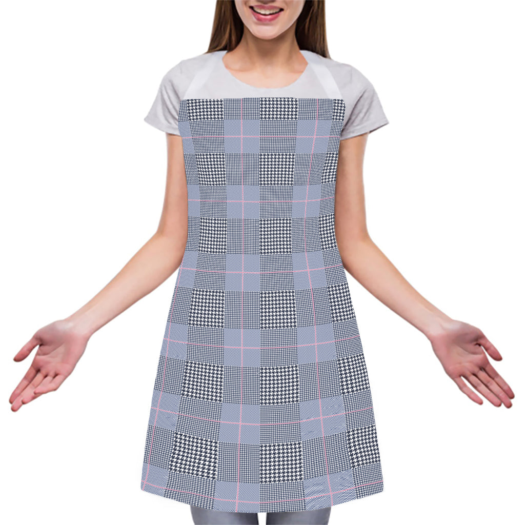 Navy Blue Prince of Wales Check Print Adjustable Apron