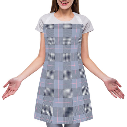 Navy Blue Prince of Wales Check Print Adjustable Apron