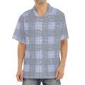 Navy Blue Prince of Wales Check Print Aloha Shirt