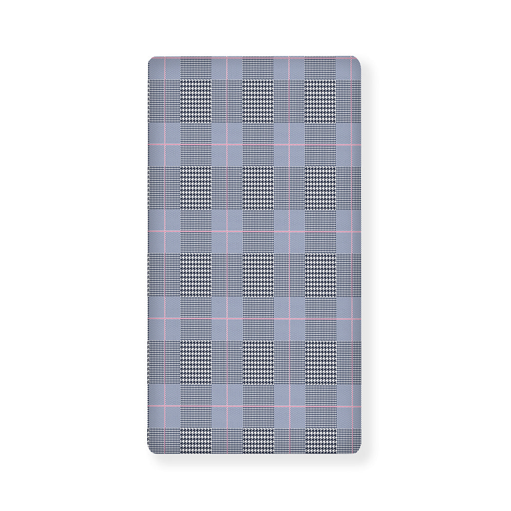 Navy Blue Prince of Wales Check Print Baby Crib Sheet