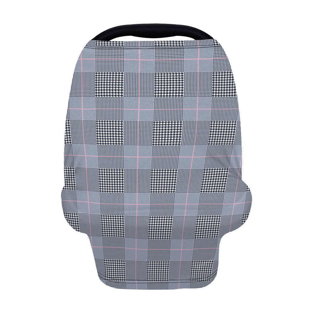 Navy Blue Prince of Wales Check Print Baby Seat Cover