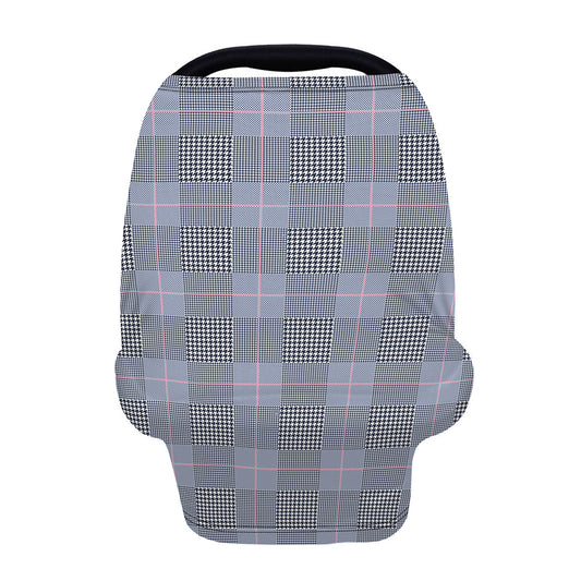Navy Blue Prince of Wales Check Print Baby Seat Cover