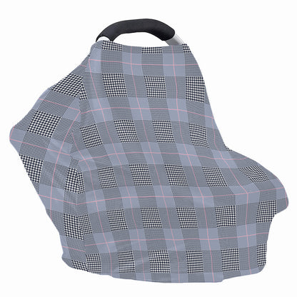 Navy Blue Prince of Wales Check Print Baby Seat Cover