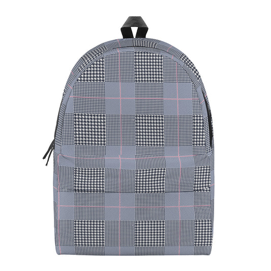Navy Blue Prince of Wales Check Print Backpack