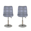 Navy Blue Prince of Wales Check Print Bar Stool Covers