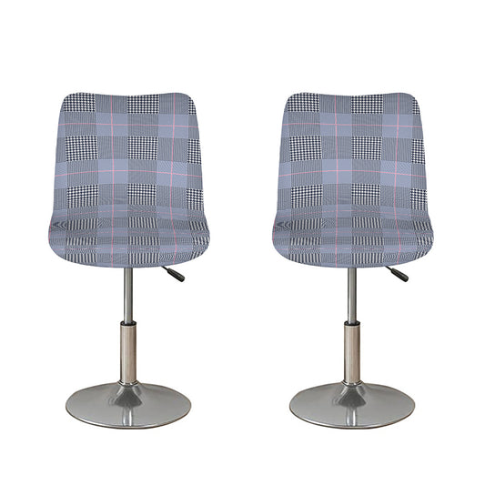 Navy Blue Prince of Wales Check Print Bar Stool Covers