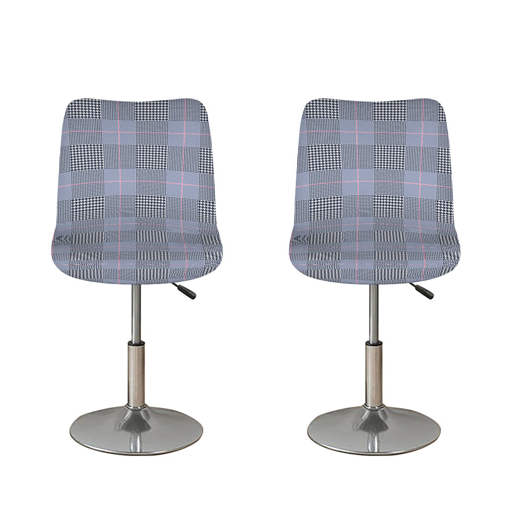 Navy Blue Prince of Wales Check Print Bar Stool Covers