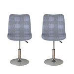 Navy Blue Prince of Wales Check Print Bar Stool Covers