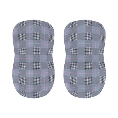 Navy Blue Prince of Wales Check Print Bar Stool Covers