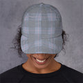 Navy Blue Prince of Wales Check Print Baseball Cap