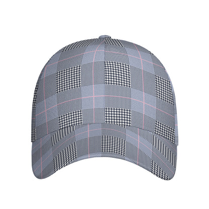Navy Blue Prince of Wales Check Print Baseball Cap