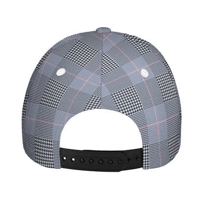 Navy Blue Prince of Wales Check Print Baseball Cap