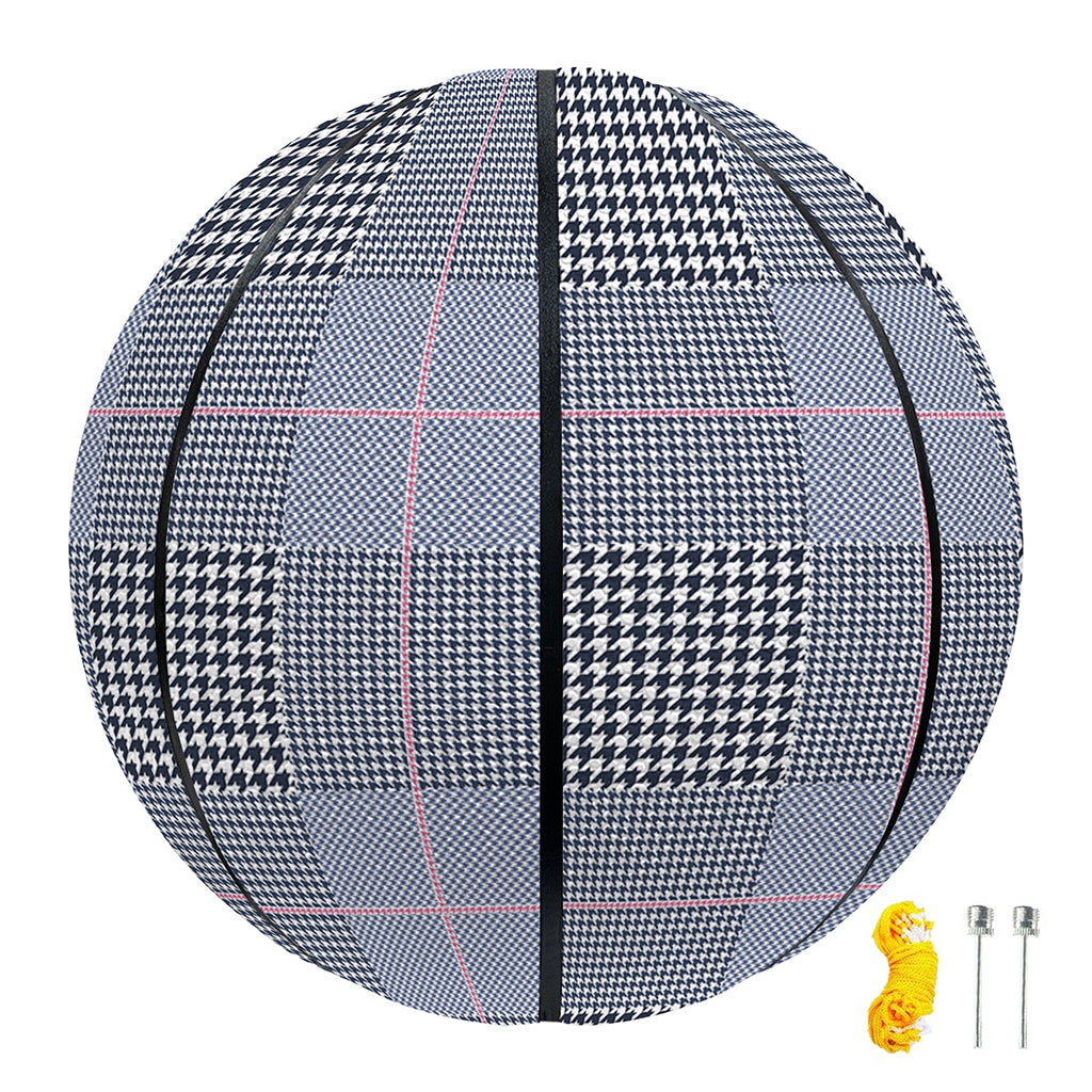 Navy Blue Prince of Wales Check Print Basketball