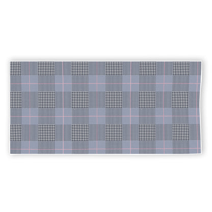 Navy Blue Prince of Wales Check Print Beach Towel