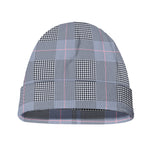 Navy Blue Prince of Wales Check Print Beanie