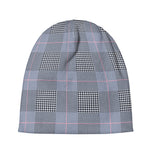 Navy Blue Prince of Wales Check Print Beanie