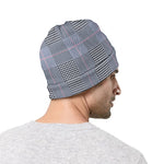 Navy Blue Prince of Wales Check Print Beanie
