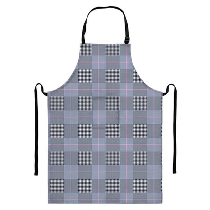 Navy Blue Prince of Wales Check Print Bib Apron With Pocket