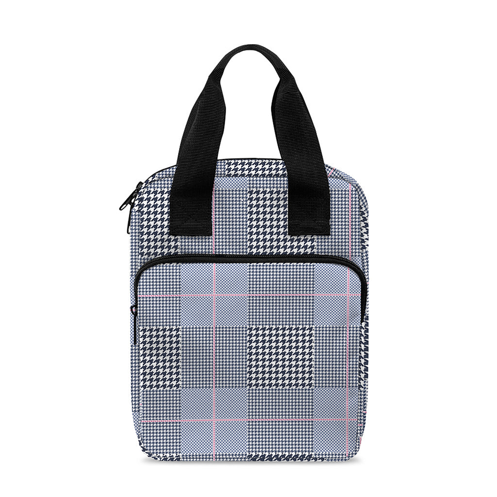 Navy Blue Prince of Wales Check Print Bible Tote Bag