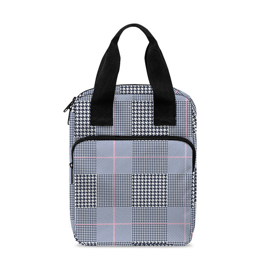 Navy Blue Prince of Wales Check Print Bible Tote Bag
