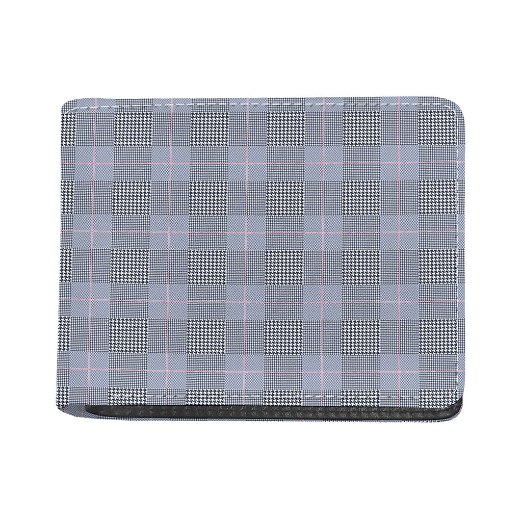 Navy Blue Prince of Wales Check Print Bifold Wallet