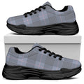 Navy Blue Prince of Wales Check Print Black Chunky Shoes