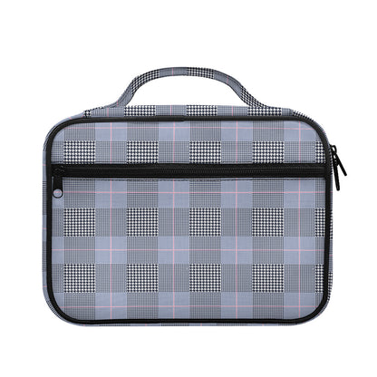 Navy Blue Prince of Wales Check Print Briefcase Bible Bag