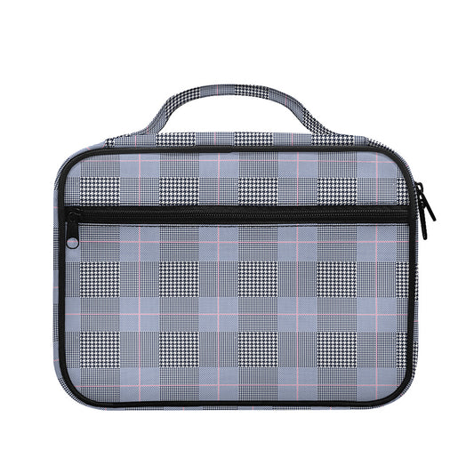 Navy Blue Prince of Wales Check Print Briefcase Bible Bag