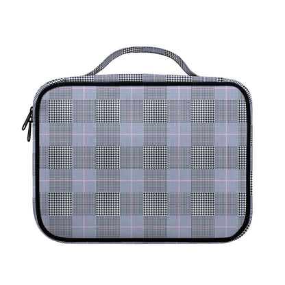 Navy Blue Prince of Wales Check Print Briefcase Bible Bag